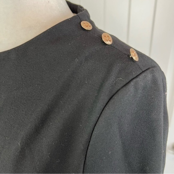 Tyler Boe Womens Sheath Dress Black Stretch Scoop Neck Back Zip Buttons M - Picture 5 of 12